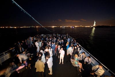 New York yacht Aqua Azul-top deck-night